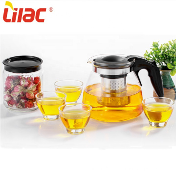 Lila claro café teteras taza juego de té vidrio